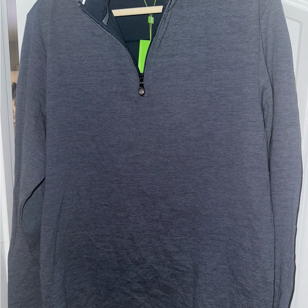 NWT HUGO Boss Gray Zip Up Sweater with Textured Fabric